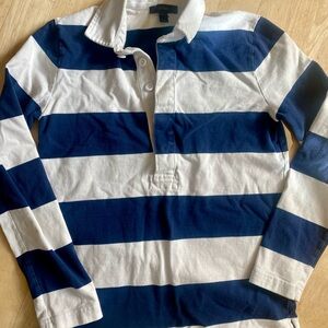 J. Crew Navy and White Rugby Striped Shirt